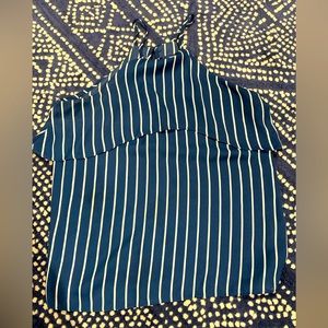 Blue and cream stripe Blue Rain halter top blouse.